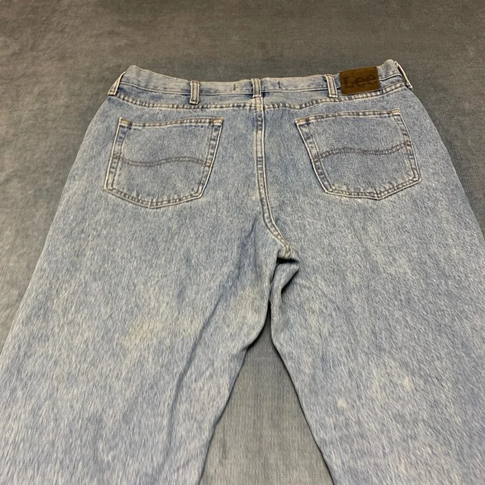 Lee Jeans Mens 40x32 Blue Denim Cotton Regular Fit Light Wash Straight Leg Cozy